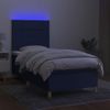 Cama Box Spring Colchón Y Luces Led Tela Azul 80x200 Cm