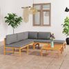 Set De Muebles De Jardín 6 Piezas Madera De Teca Y Cojines Gris