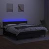 Cama Box Spring Colchón Y Luces Led Tela Negro 160x200 Cm