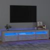 Mueble De Tv Con Luces Led Gris Hormigón 195x35x40 Cm