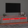 Mueble De Tv Con Luces Led Gris Hormigón 195x35x40 Cm