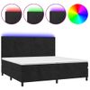 Cama Box Spring Colchón Y Led Terciopelo Negro 200x200 Cm