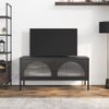 Mueble De Tv Vidrio Y Acero Negro 105x35x50 Cm