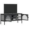 Mueble De Tv Vidrio Y Acero Negro 105x35x50 Cm