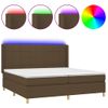 Cama Box Spring Colchón Luces Led Tela Marrón Oscuro 200x200 Cm