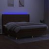 Cama Box Spring Colchón Luces Led Tela Marrón Oscuro 200x200 Cm