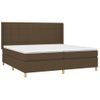 Cama Box Spring Colchón Luces Led Tela Marrón Oscuro 200x200 Cm