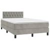 Cama Box Spring Con Colchón Terciopelo Gris Claro 120x190 Cm