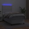 Cama Box Spring Y Colchón Led Cuero Sintético Blanco 80x200 Cm