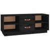 Mueble De Tv De Madera Maciza De Pino Negro 100x34x40 Cm