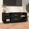 Mueble De Tv De Madera Maciza De Pino Negro 100x34x40 Cm