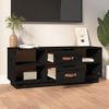 Mueble De Tv De Madera Maciza De Pino Negro 100x34x40 Cm