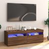 Mueble De Tv Con Luces Led Marrón Roble 120x35x40 Cm