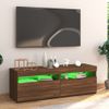 Mueble De Tv Con Luces Led Marrón Roble 120x35x40 Cm