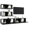 Set De Muebles De Salón Tv 6 Piezas Madera De Ingeniería Negro