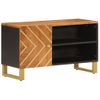 Mueble De Tv Madera De Mango Marrón Negro 80x31,5x46 Cm