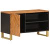 Mueble De Tv Madera De Mango Marrón Negro 80x31,5x46 Cm