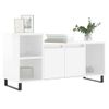 Mueble De Tv Madera Contrachapada Blanco Brillo 100x35x55 Cm