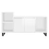 Mueble De Tv Madera Contrachapada Blanco Brillo 100x35x55 Cm