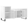 Mueble De Tv Madera Contrachapada Blanco Brillo 100x35x55 Cm