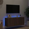 Mueble De Tv De Pared Con Luces Led Marrón Roble 100x35x41 Cm