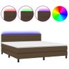 Cama Box Spring Colchón Luces Led Tela Marrón Oscuro 160x200cm