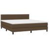 Cama Box Spring Colchón Luces Led Tela Marrón Oscuro 160x200cm