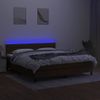 Cama Box Spring Colchón Luces Led Tela Marrón Oscuro 160x200cm