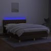 Cama Box Spring Colchón Luces Led Tela Marrón Oscuro 140x190 Cm