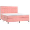 Cama Box Spring Colchón Y Led Terciopelo Rosa 180x200 Cm