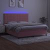 Cama Box Spring Colchón Y Led Terciopelo Rosa 180x200 Cm