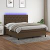 Cama Box Spring Colchón Luces Led Tela Marrón Oscuro 180x200cm