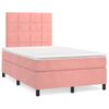 Cama Box Spring Con Colchón Y Led Terciopelo Rosa 120x190 Cm