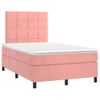 Cama Box Spring Con Colchón Y Led Terciopelo Rosa 120x190 Cm