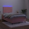 Cama Box Spring Con Colchón Y Led Terciopelo Rosa 120x190 Cm