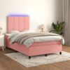 Cama Box Spring Con Colchón Y Led Terciopelo Rosa 120x190 Cm