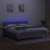 Cama Box Spring Colchón Y Luces Led Tela Gris Claro 180x200 Cm