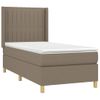 Cama Box Spring Colchón Y Luces Led Tela Gris Taupe 100x200 Cm