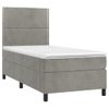 Cama Box Spring Colchón Y Led Terciopelo Gris Claro 100x200 Cm