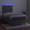 Cama Box Spring Colchón Y Led Terciopelo Gris Claro 100x200 Cm