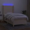 Cama Box Spring Colchón Y Luces Led Tela Color Crema 90x190 Cm