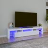 Mueble De Tv Con Luces Led Blanco Brillante 200x36,5x40 Cm