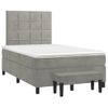 Cama Box Spring Con Colchón Terciopelo Gris Claro 120x190 Cm