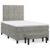 Cama Box Spring Con Colchón Terciopelo Gris Claro 120x190 Cm