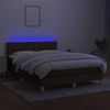 Cama Box Spring Con Colchón Led Tela Marrón Oscuro 140x200 Cm