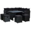 Set Muebles De Jardín 6 Piezas Y Cojines Ratán Sintético Negro