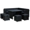 Set Muebles De Jardín 6 Piezas Y Cojines Ratán Sintético Negro