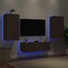 Muebles De Tv De Pared Con Luces Led 3 Piezas Marrón Roble