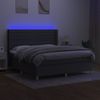 Cama Box Spring Colchón Y Luces Led Tela Gris Oscuro 160x200 Cm