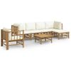 Set De Muebles De Jardín 7 Piezas Bambú Y Cojines Blanco Crema